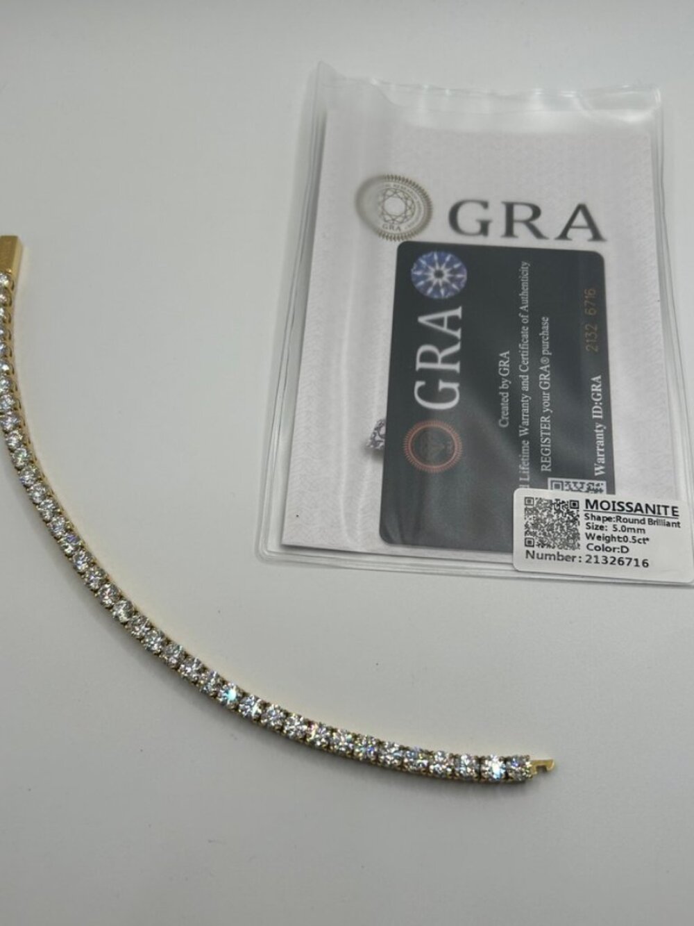 Dainty 5mm Moissanite Gold Tennis Bracelet 9 Inch GRA Certified Womens VVS1